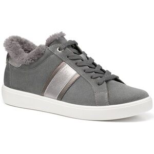 Hotter Women's Gray Suede silver accent Sherpa lined Sneakers ladies UK 9 US 11